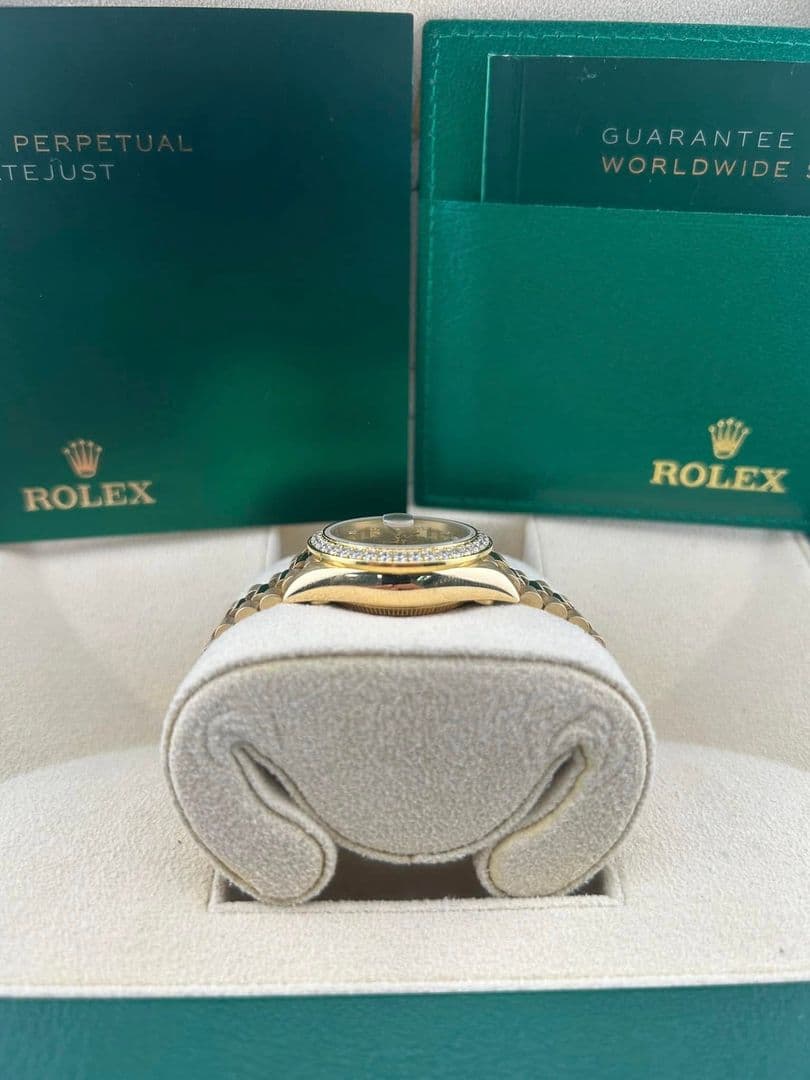 Rolex Datejust 26mm Champagne Yellow Gold Dial Diamond Bezel 69178