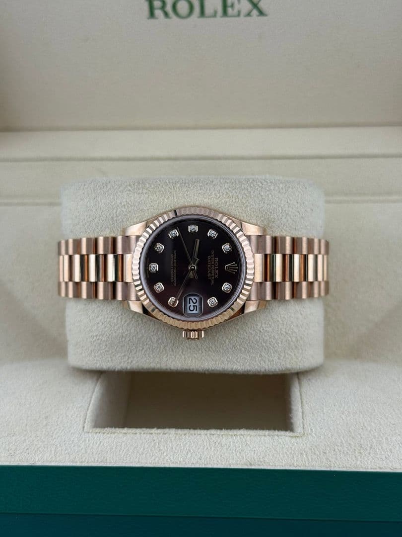 Rolex Datejust 31mm Chocolate Diamond Dial Rose Gold 278275