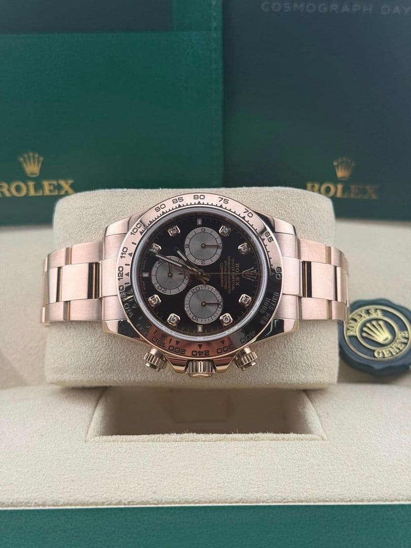 Rolex Daytona Cosmograph Rose Gold black diamond dial 126505