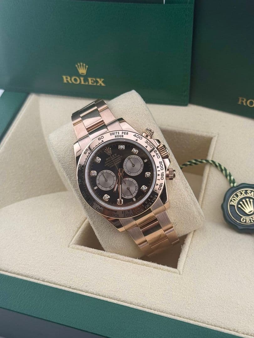 Rolex Daytona Cosmograph Rose Gold black diamond dial 126505