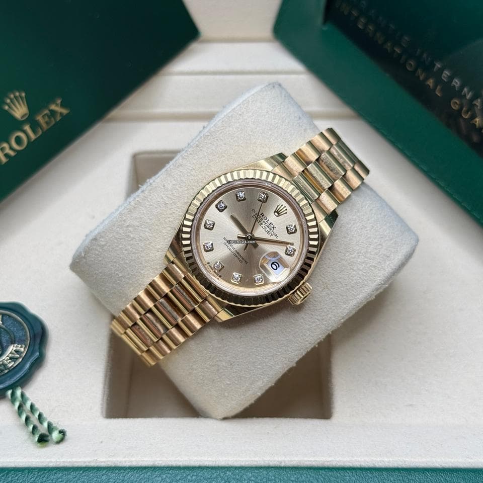 ROLEX Datejust President 28mm 10P Diamond 279178G Champagne Gold
